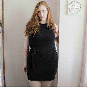 Kaileigh Caroline Knit Fitted Ribbed Dress Wrap Black 1X